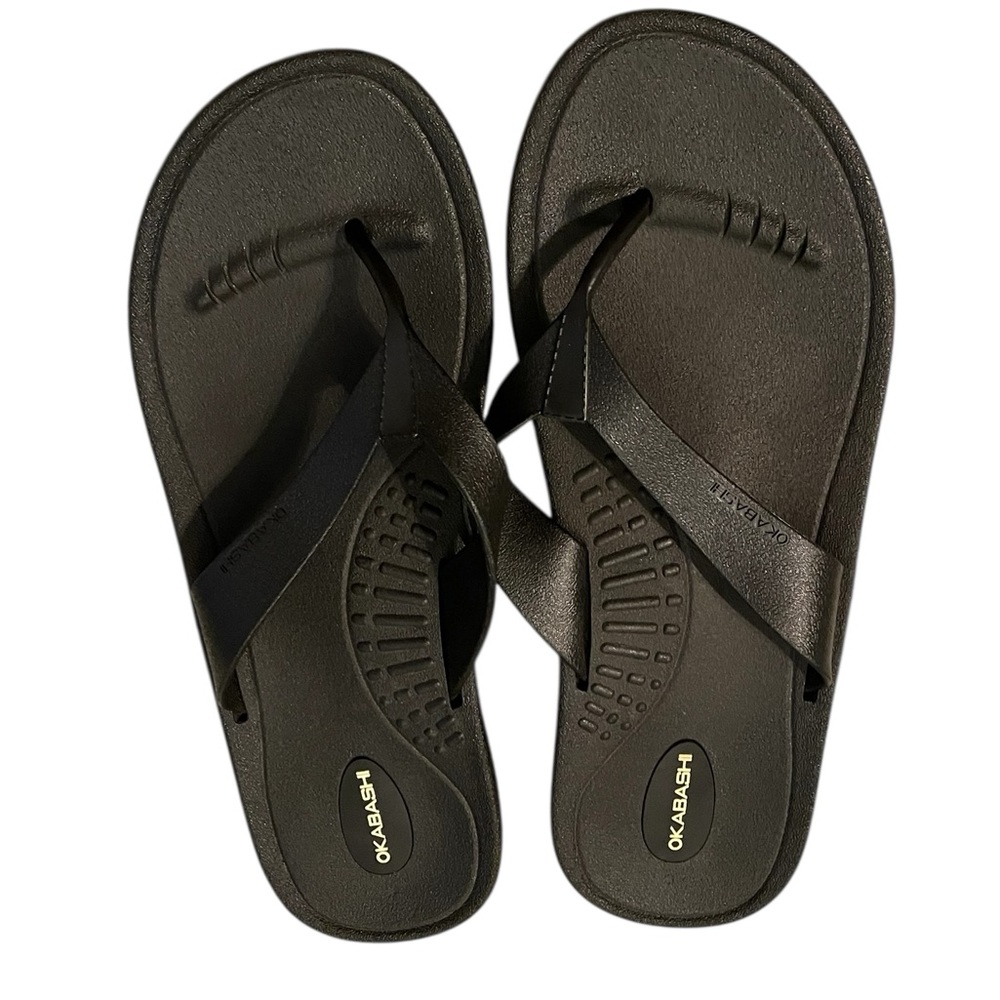 Okabashi Black Flip Flops Women’s Size 10.5‎ (L) | Arch Support | Slip-Resistant